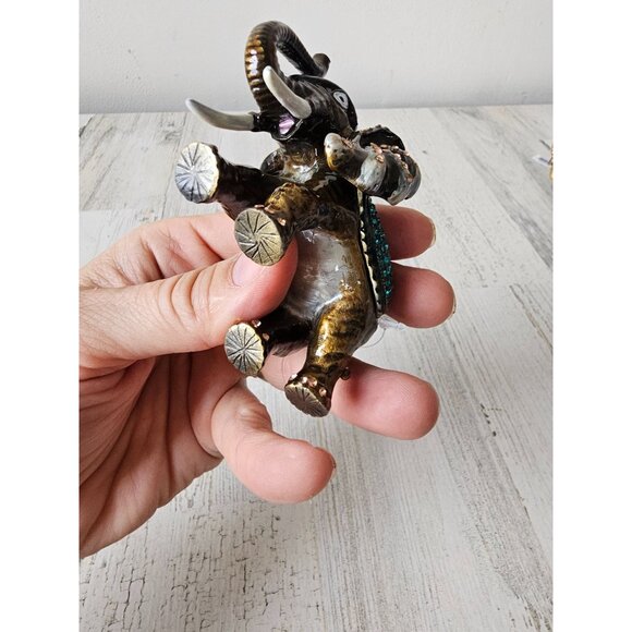 Kalifano rhinestone elephant keepsake jeweled trinket box jewelry new green yell - Picture 7 of 8